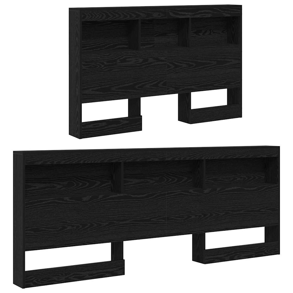 Storage Headboard with Shelf Black Oak 120 cm Engineered Wood