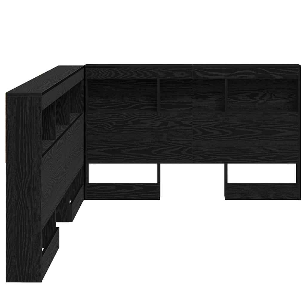 Storage Headboard with Shelf Black Oak 120 cm Engineered Wood