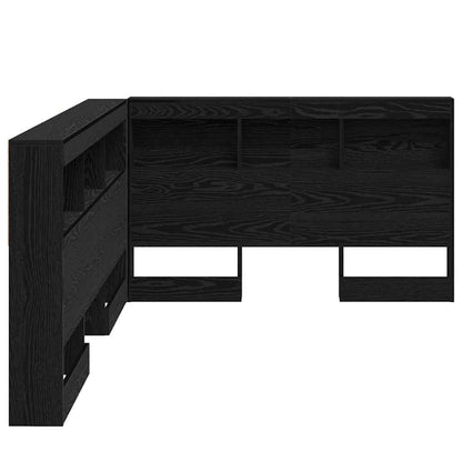 Storage Headboard with Shelf Black Oak 120 cm Engineered Wood