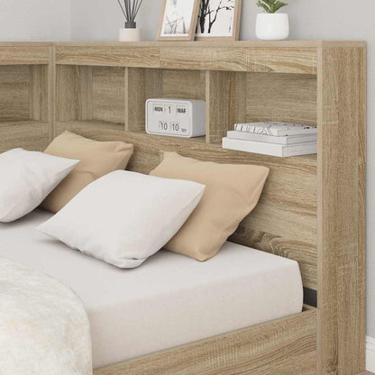Storage Headboard with Shelf Sonoma Oak 120 cm Engineered Wood