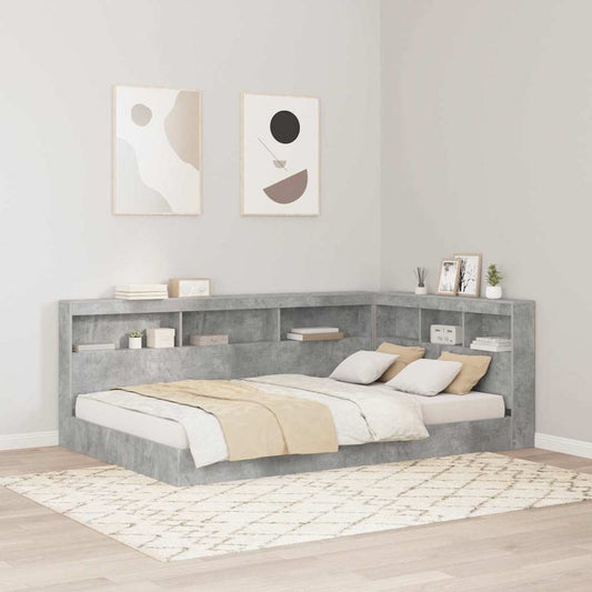 Storage Headboard Concrete Grey 120 cm Engineered Wood