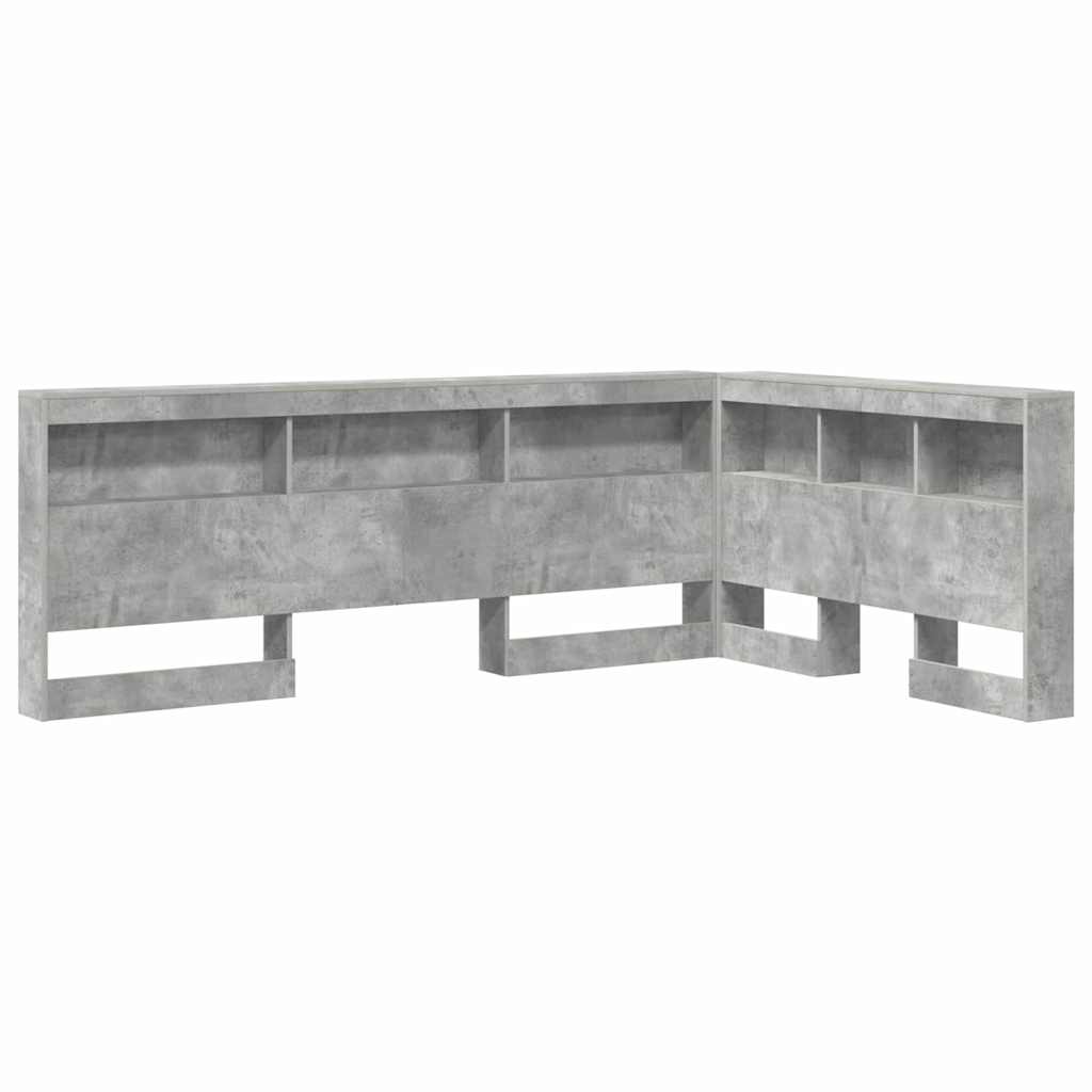 Storage Headboard Concrete Grey 120 cm Engineered Wood