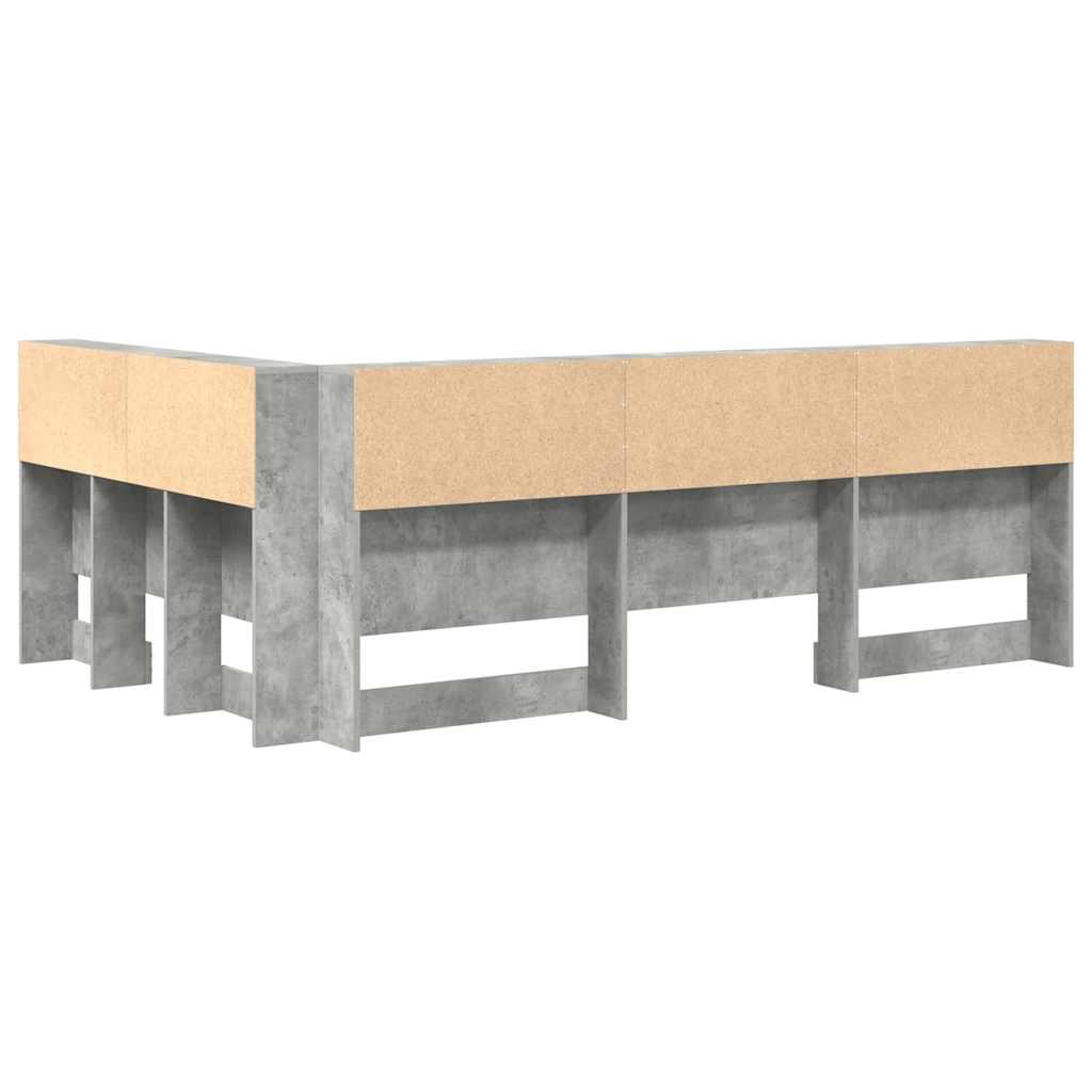 Storage Headboard Concrete Grey 120 cm Engineered Wood