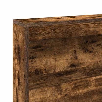 Storage Headboard with Shelf Smoked Oak 120 cm Engineered Wood