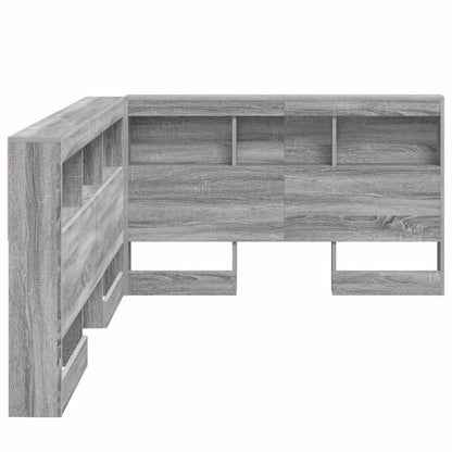 Storage Headboard with Shelf Grey Sonoma 120 cm Engineered Wood