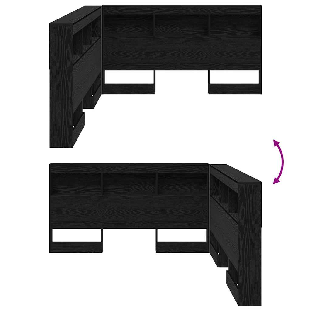 Storage Headboard with Shelf Black Oak 150 cm Engineered Wood