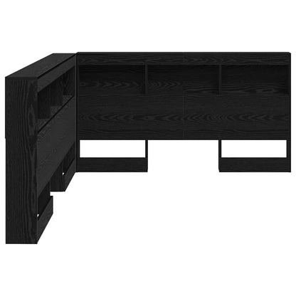 Storage Headboard with Shelf Black Oak 150 cm Engineered Wood