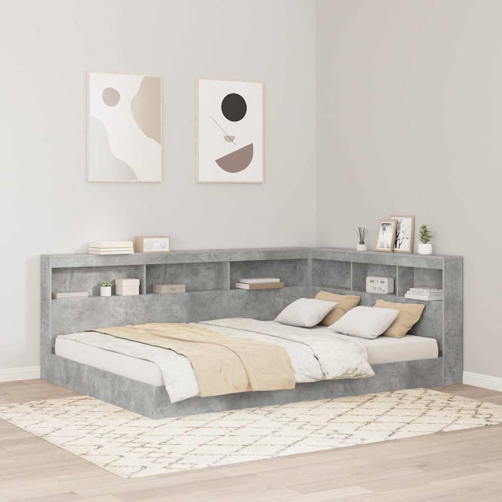 Storage Headboard Concrete Grey 150 cm Engineered Wood