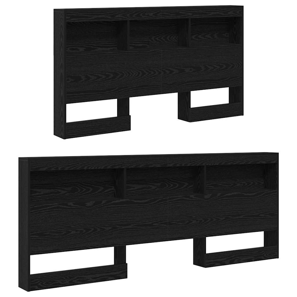 Storage Headboard with Shelf Black Oak 160 cm Engineered Wood