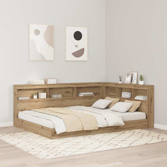 Storage Headboard with Shelf Artisan Oak 160 cm Engineered Wood
