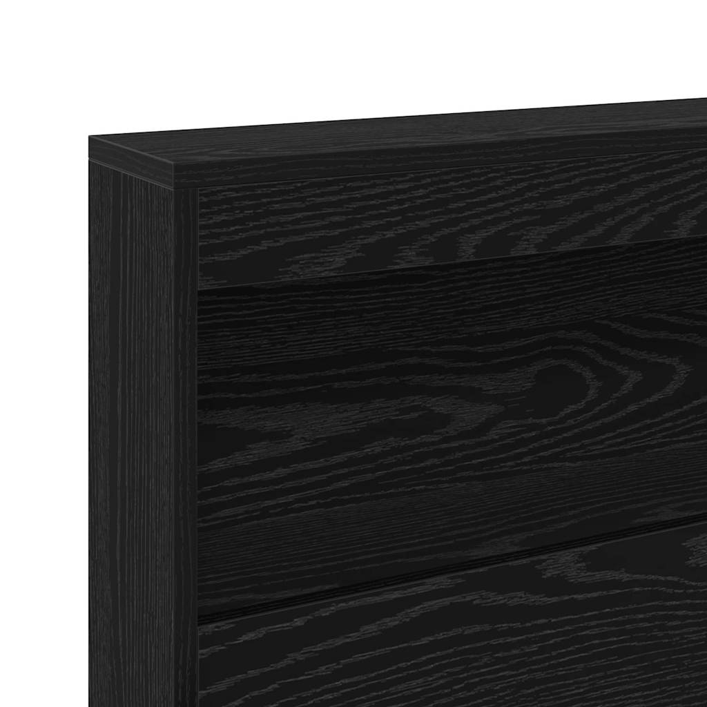 Storage Headboard with Shelf Black Oak 180 cm Engineered Wood
