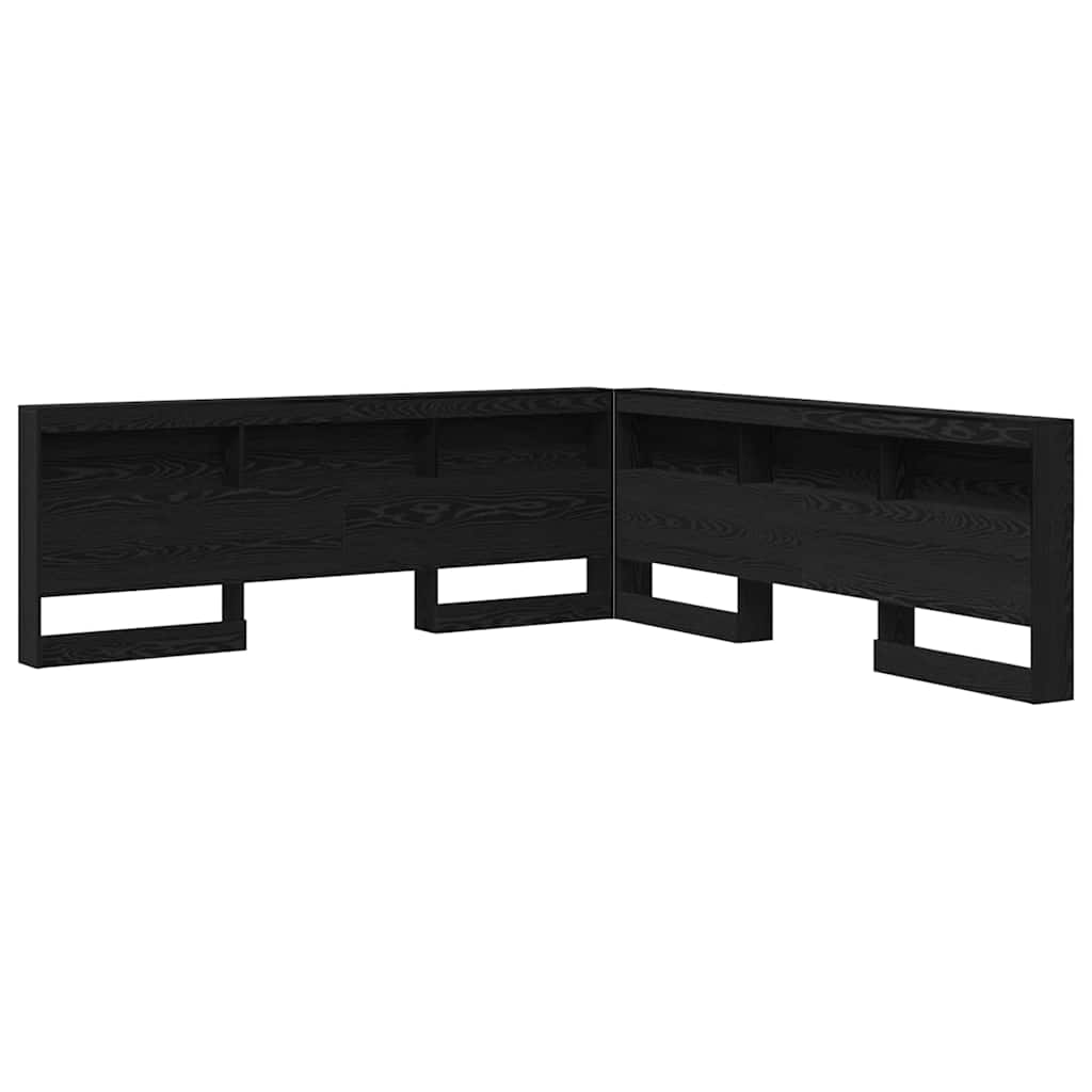 Storage Headboard with Shelf Black Oak 180 cm Engineered Wood