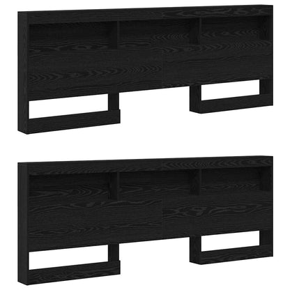 Storage Headboard with Shelf Black Oak 180 cm Engineered Wood