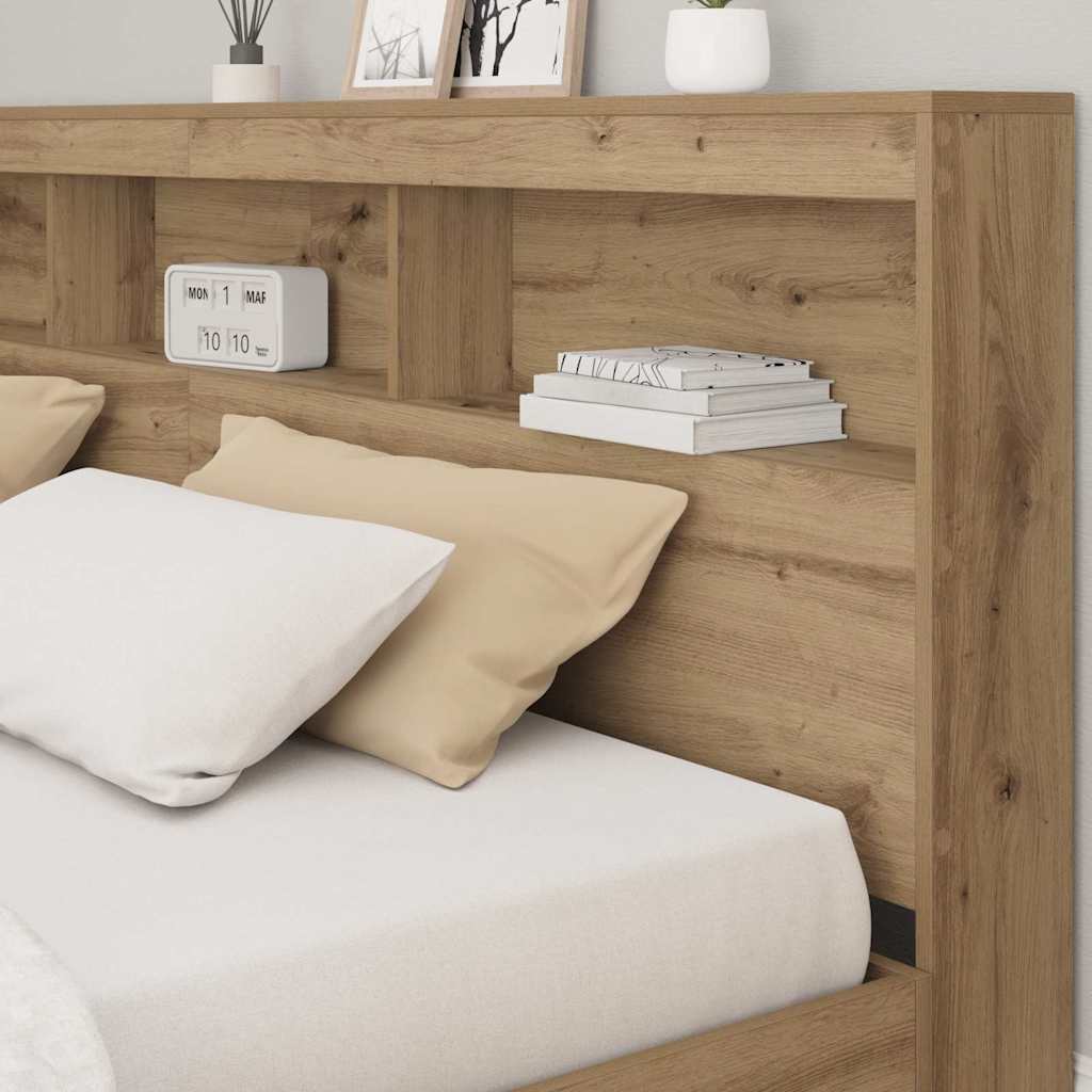 Storage Headboard with Shelf Artisan Oak 180 cm Engineered Wood
