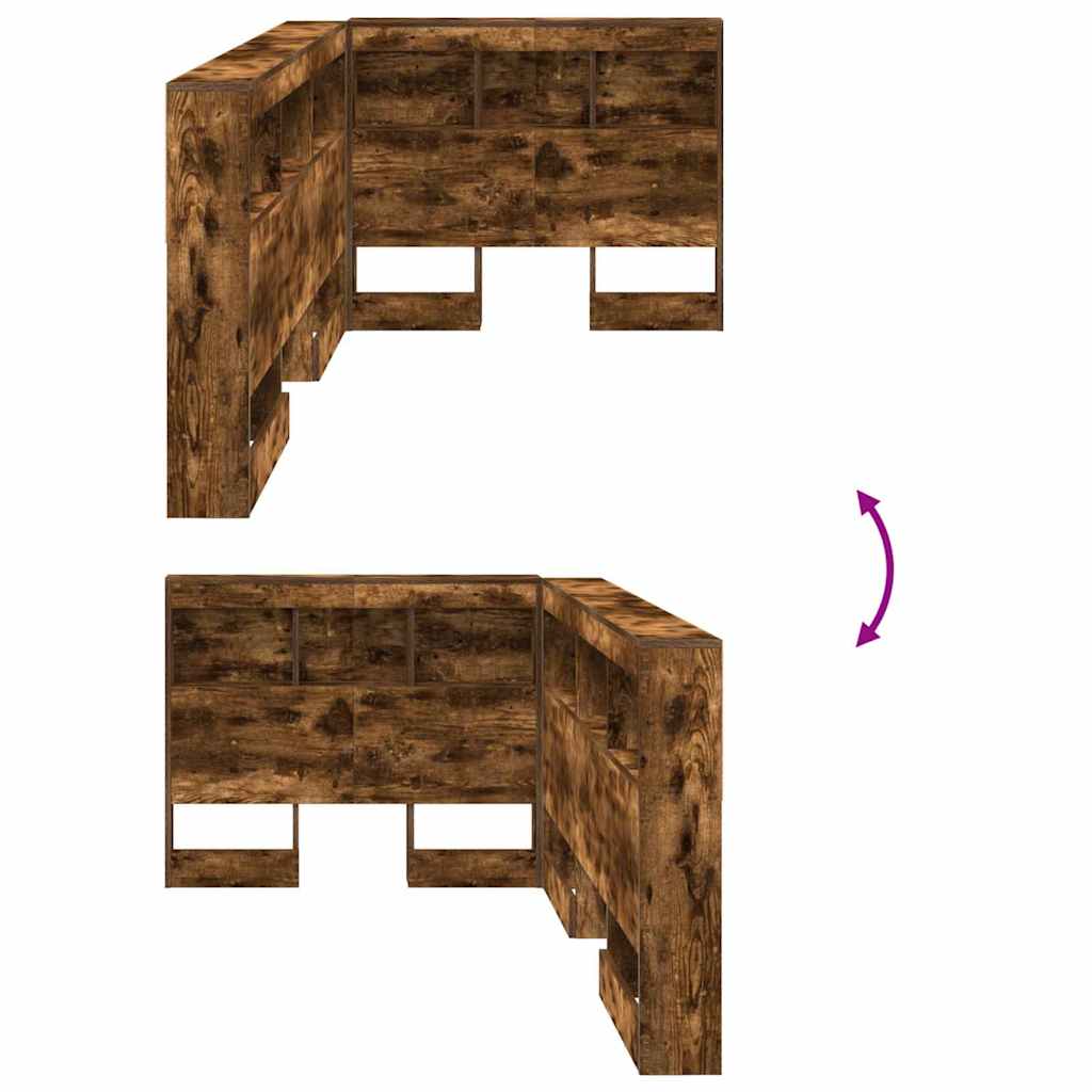 Storage Headboard with Shelf Smoked Oak 90 cm Engineered Wood