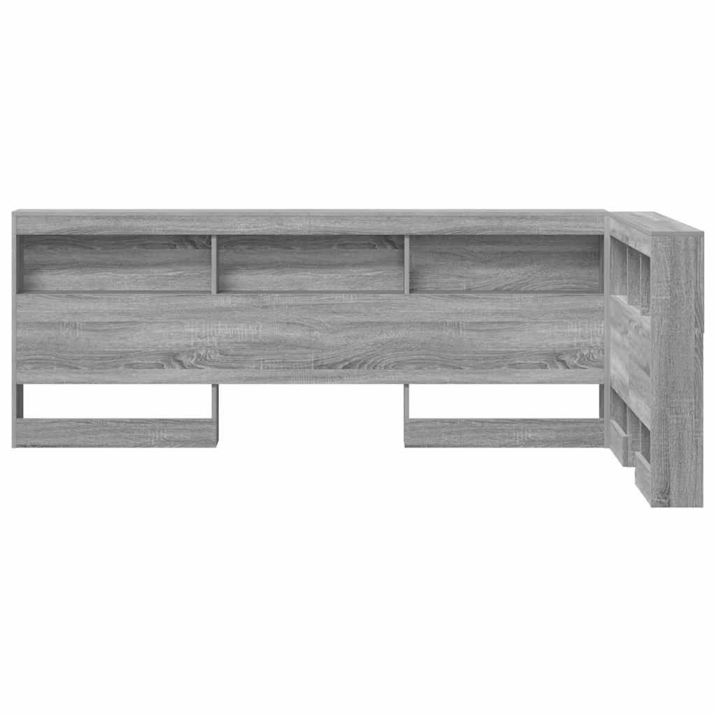 Storage Headboard with Shelf Grey sonoma 90 cm Engineered wood