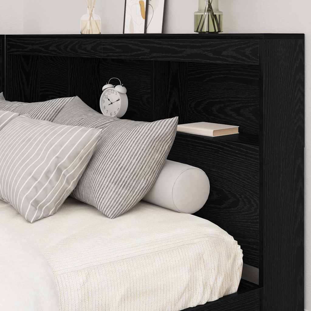 Storage Headboard with Shelf Black Oak 140 cm Engineered Wood