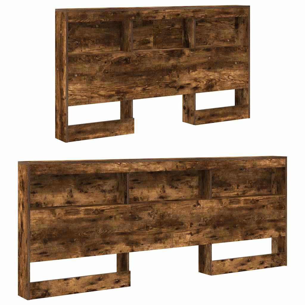 Storage Headboard with Shelf Smoked Oak 140 cm Engineered Wood