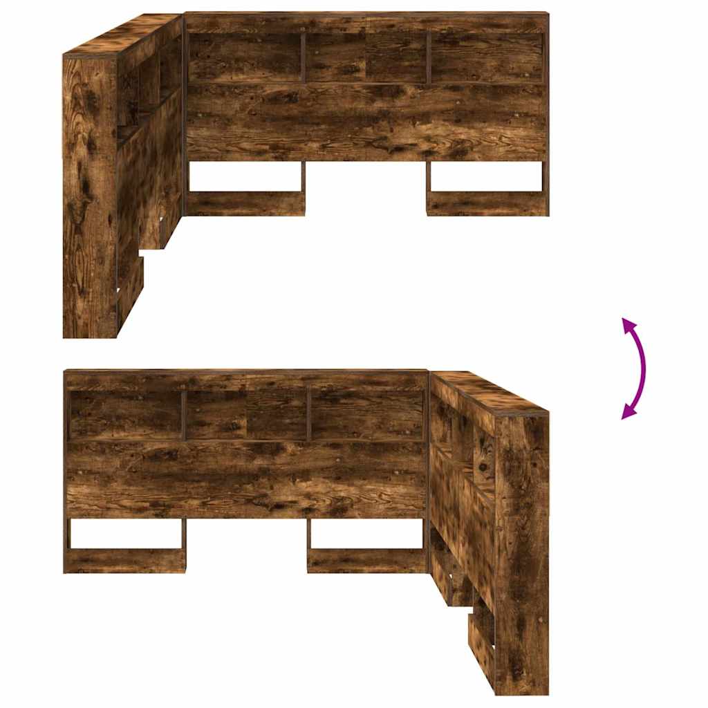 Storage Headboard with Shelf Smoked Oak 140 cm Engineered Wood