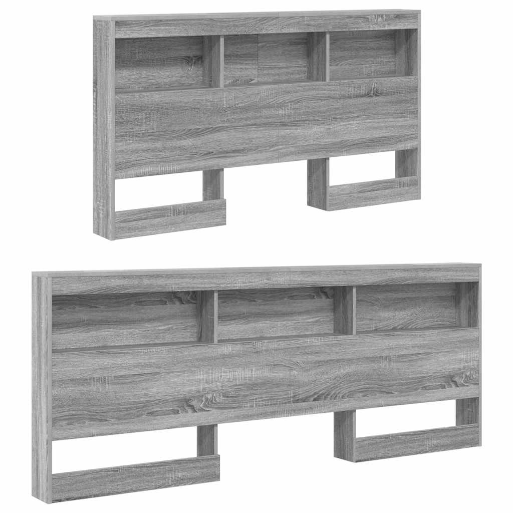 Storage Headboard with Shelf Grey Sonoma 140 cm Engineered Wood