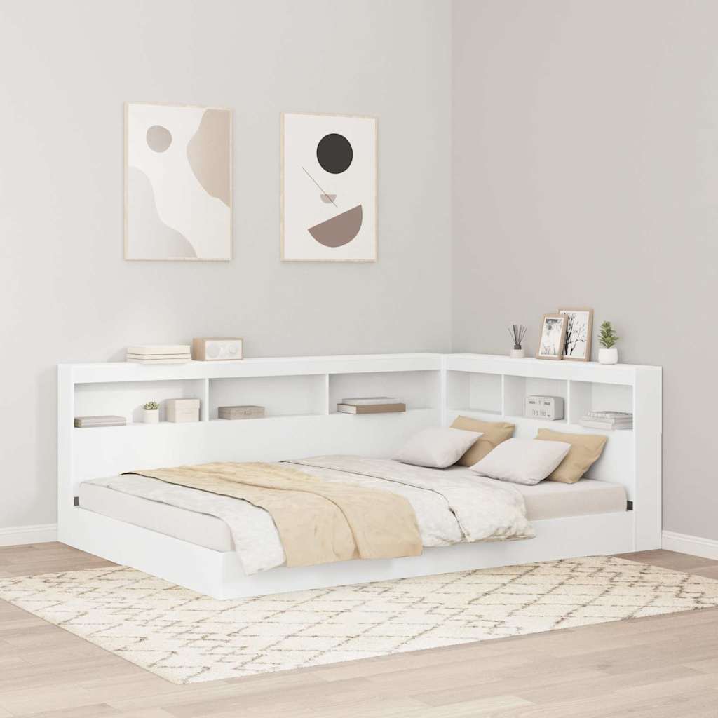 Storage Headboard with Shelf White 135 cm Engineered Wood