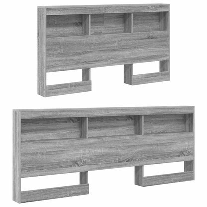 Storage Headboard with Shelf Grey Sonoma 135 cm Engineered Wood