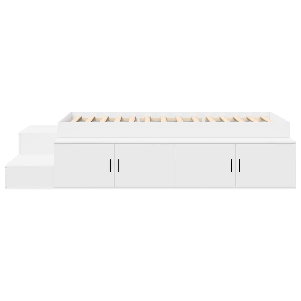 Storage Bed Frame White 244 x 127 x 53.5 cm Engineered wood