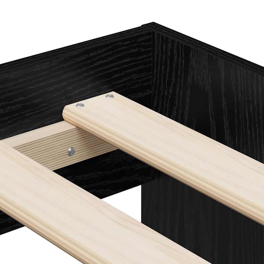 Storage Bed Frame with Storage Black Oak 100 cm Engineered Wood