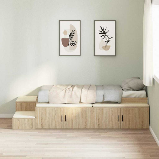 Storage Bed Frame Sonoma Oak 100 cm Engineered Wood