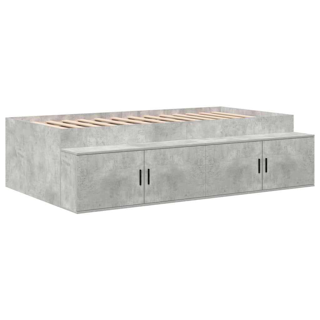 Storage Bed Frame Concrete Grey 100 cm Engineered Wood