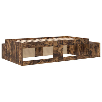 Storage Bed Frame Smoked Oak 100 cm Engineered Wood