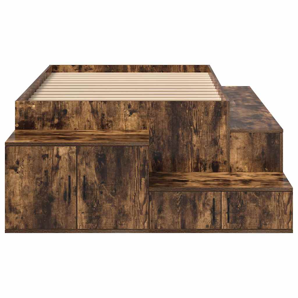 Storage Bed Frame Smoked Oak 100 cm Engineered Wood