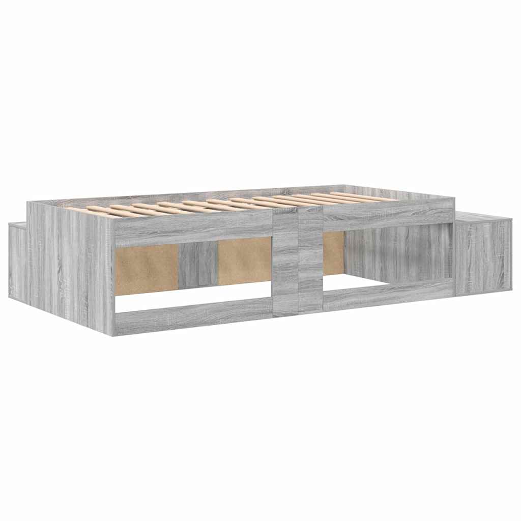 Storage Bed Frame Grey Sonoma 100 cm Engineered Wood