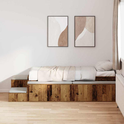 Storage Bed Frame with Storage Old Wood 100 cm Engineered Wood
