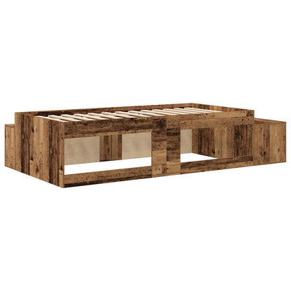 Storage Bed Frame with Storage Old Wood 100 cm Engineered Wood