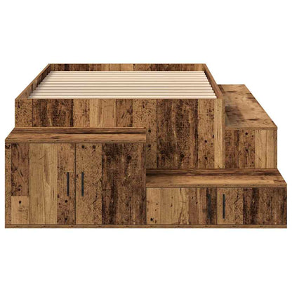 Storage Bed Frame with Storage Old Wood 100 cm Engineered Wood