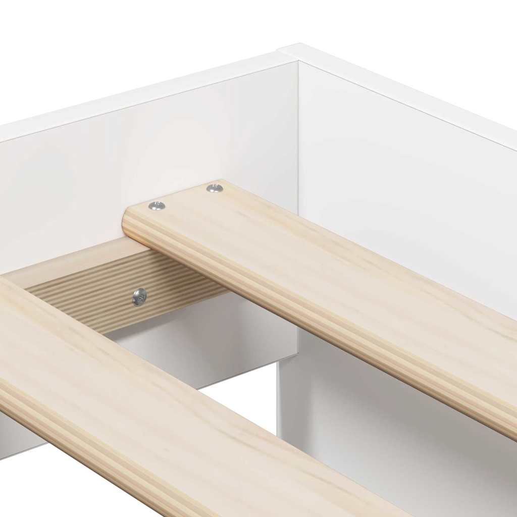 Storage Bed Frame with Storage White 90 cm Engineered Wood