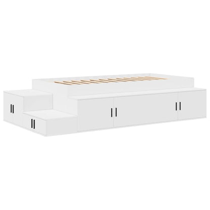 Storage Bed Frame with Storage White 90 cm Engineered Wood