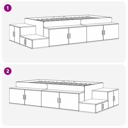 Storage Bed Frame with Storage White 90 cm Engineered Wood
