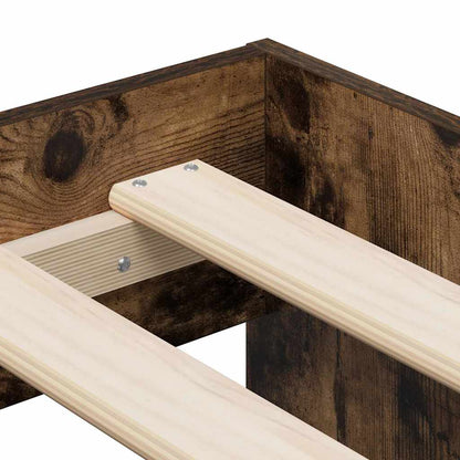 Storage Bed Frame with Drawer Smoked Oak 244 x 118 x 53.5 cm