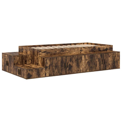 Storage Bed Frame with Drawer Smoked Oak 244 x 118 x 53.5 cm