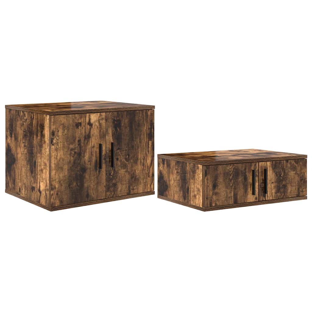 Storage Bed Frame with Drawer Smoked Oak 244 x 118 x 53.5 cm