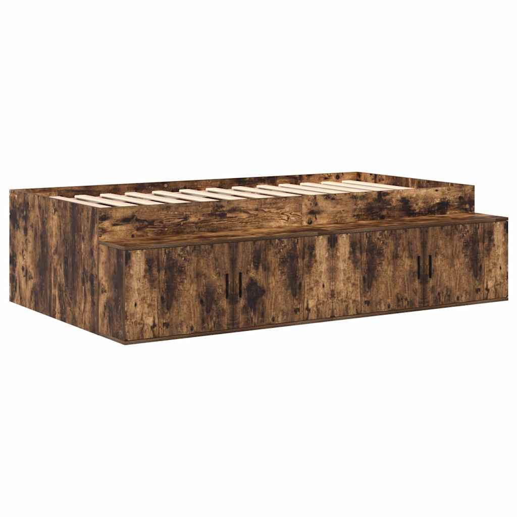 Storage Bed Frame with Drawer Smoked Oak 244 x 118 x 53.5 cm