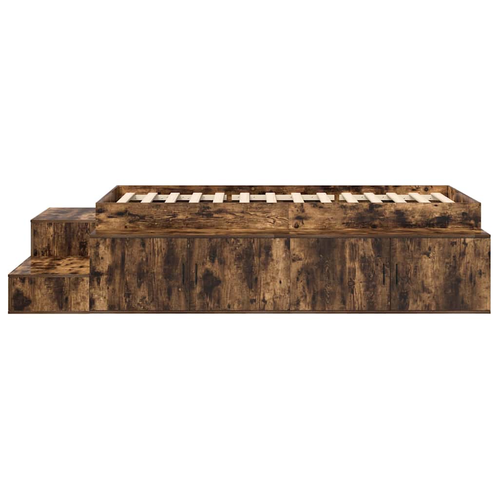 Storage Bed Frame with Drawer Smoked Oak 244 x 118 x 53.5 cm