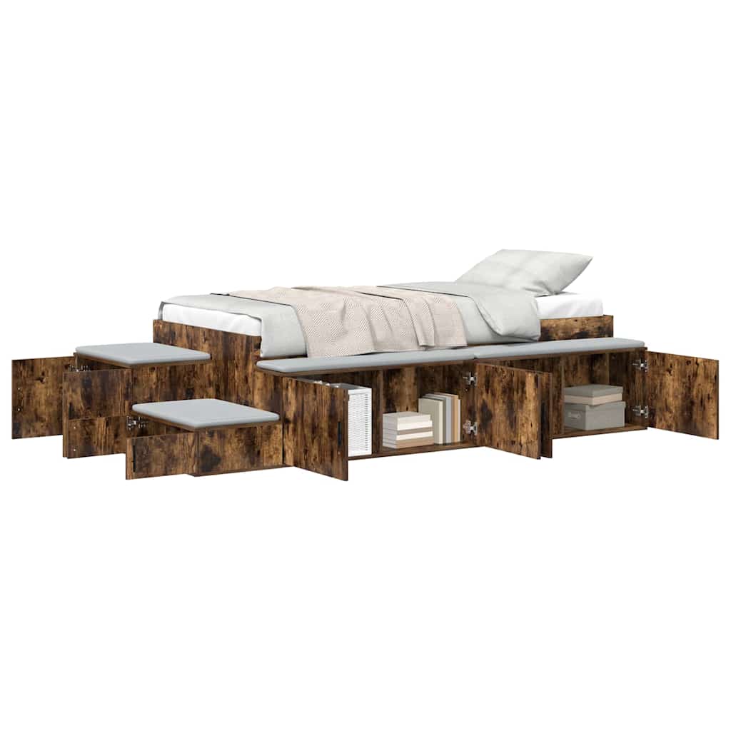 Storage Bed Frame with Drawer Smoked Oak 244 x 118 x 53.5 cm