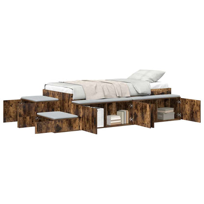 Storage Bed Frame with Drawer Smoked Oak 244 x 118 x 53.5 cm