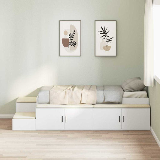 Storage Bed Frame with Storage White 80 cm Engineered Wood