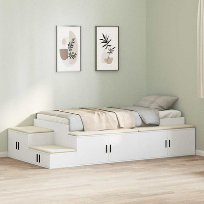 Storage Bed Frame with Storage White 80 cm Engineered Wood