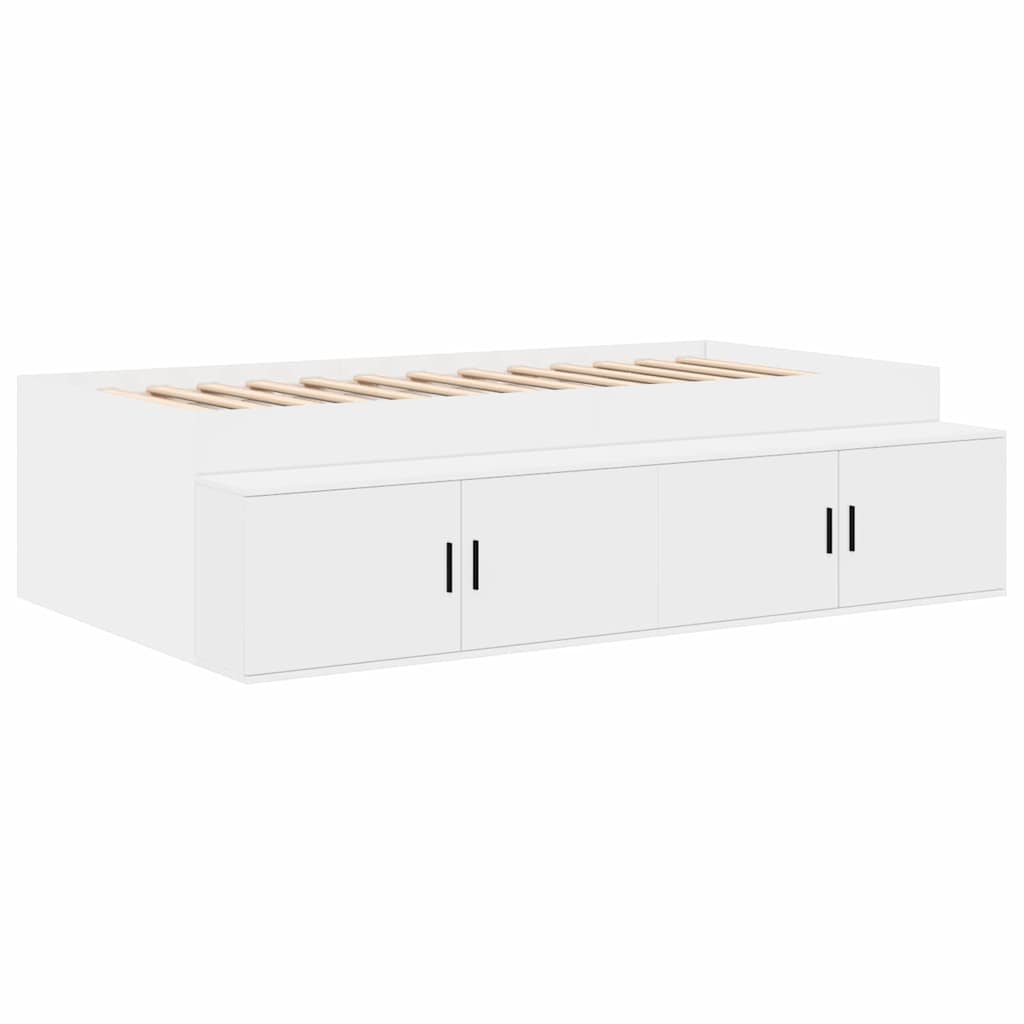 Storage Bed Frame with Storage White 80 cm Engineered Wood