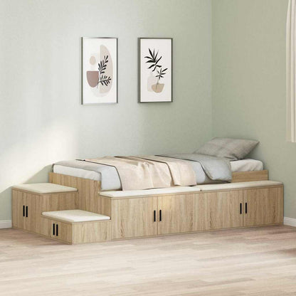 Storage Bed Frame with Storage Sonoma Oak 80 cm Engineered Wood